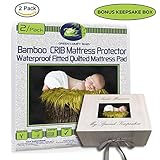 Crib Mattress Protector Pad 2/pack ORGANIC BAMBOO All-IN-ONE crib sheets / protector by Green Comfy Baby WATERPROOF fitted sheet crib pad cover 11