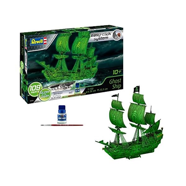 Revell Modellbausatz Geisterschiff I Piratenschiff mit Nachtleuchtfarbe I Easy-Click-System fÃ¼r einfachen Zusammenbau I Detailliertes Modell fÃ¼r Kinder und Erwachsene ab 10 Jahren