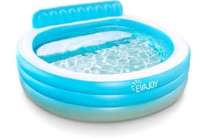 Evajoy Inflatable Pool, Full-Sized Inflatable Swimming Family Pool with Seats, 88"x85"X30" Above Ground Blow Up Pool with Backrest Bench for Backyard Kiddie Pool, Age 3+