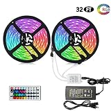 Litake LED Strip Lights, Waterproof 32.8ft LED RGB Color Changing SMD 5050 Lights Strip with 44 Keys IR Remote Controller and 12V 5A Power Supply