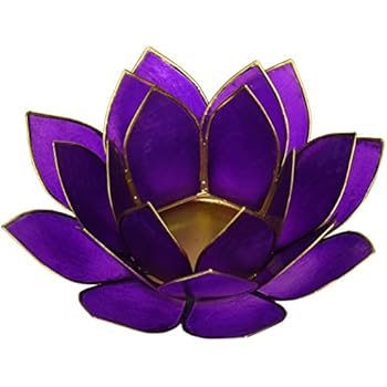 FindSomethingDifferent Lotus Candle Holder Capiz Shell Violet Chakra 7