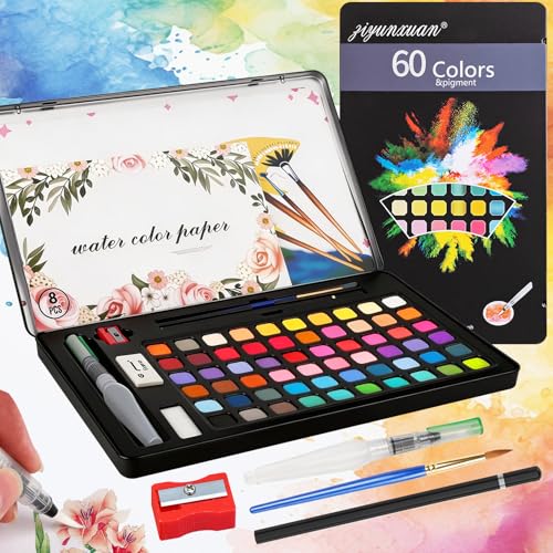 LSHSXPX Acuarelas Profesionales, 60 Colores, Pintura de Acuarela, Adecuado para Principiantes y Artistas Avanzados