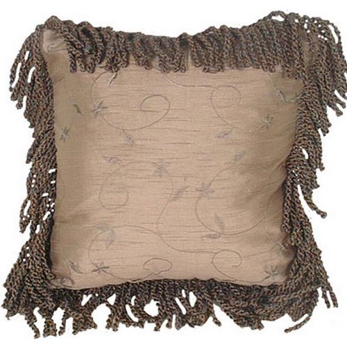 Rulu 84003 Decorative Square Smoke with Bullion Embroidered Pillow, 16-Inch
