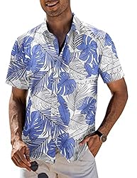 COOFANDY Men Summer Floral Shirts Cotton Short