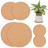 Meetory 6 Pieces Cork Plant Mat Plastic Round Plant