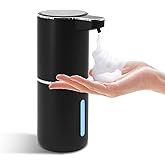 Foaming Soap Dispenser, Automatic Soap Dispenser, 13.5oz/400ml Automatic Soap Dispenser Touchless, USB Rechargeable 4 Level Adjustable Electric Hand Soap Dispenser, for Bathroom, Kitchen,Hotel(Black)