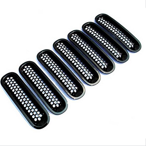 Topist 7pcs Black Front Grill Mesh Grille Insert Kit For Jeep Wrangler