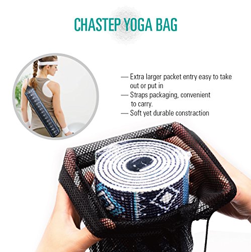 Chastep Premium Print Yoga Mat Reversible - Non Slip & Anti Tear Excercise Padding 1/4" Extra Thick Workout Pilates Fitness Mats with Carry Bag, Orion Blue