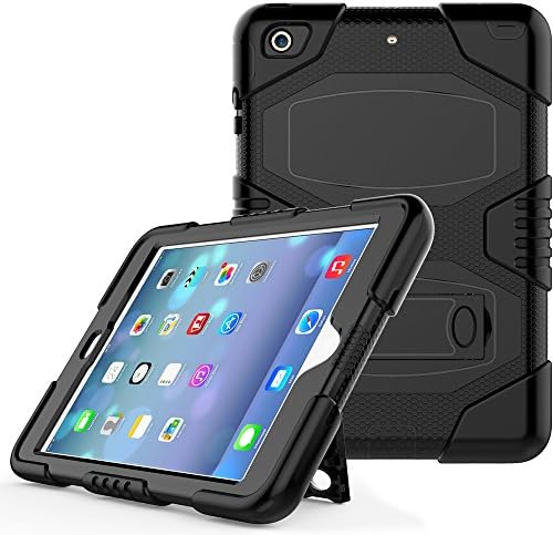 CCMAO iPad Mini Case,iPad Mini2 Case,iPad Mini3 Case,Heavy Duty Three Layer Drop Protection Built-in Stand Rugged Shockproof Protective Case for Apple iPad Mini 1 2 3 Generation (Black)