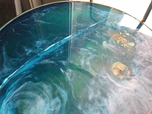 Custom Wood Table Top With Aqua Resin Pour for Jorge