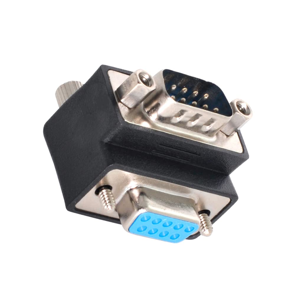 NFHK D-Sub RS232 9Pin DB9P Male to Female Up Angled 90 Degree Extension Adapter — image 1