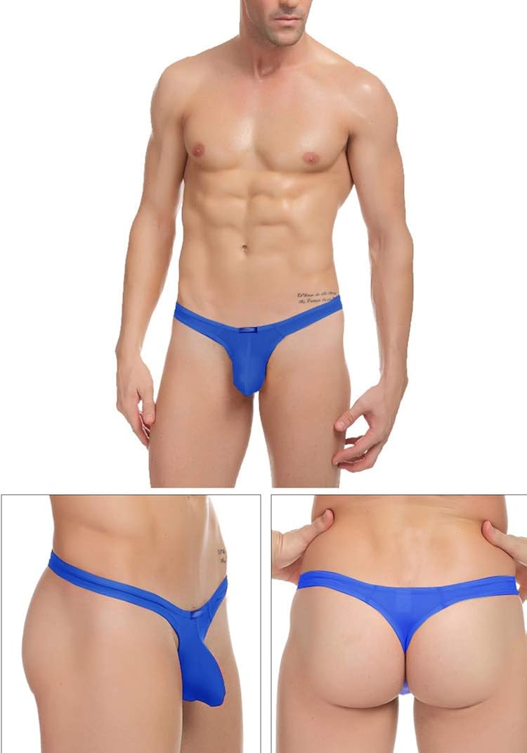 Men's Nylon Thongs Underwear Sexy Low Rise Bulge Pouch Briefs Pack of 3 at  Men’s Clothing store