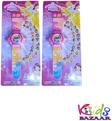 Kids Bazaar 24 images Barbie/ Princess Projector Watch for kids,Best for Birthday &amp; Return Gift (Pink)- Set of 2