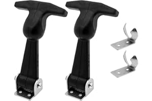 2 Pcs Elastic Stainless Steel Rubber Hood Catch Flexible T-Handle Hasp Rubber Flexible Draw Latches with Brackets for Tool Bo