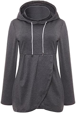 Mystry Zone Womens High Waist Loose Casual Uper Outer Garments With Hooded Grey Large