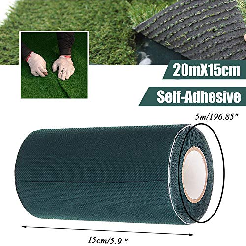 TYLife Artificial Grass Tape Self-Adhesive Seaming Turf Tape 6" x65.6'(15cm x 20m), Lawn,Carpet Jointing,Green - Thumbnail 3