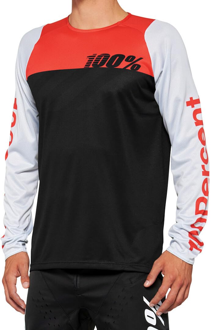 Photo 1 of 100% R-CORE Youth Long Sleeve Jersey Black/Racer Red - L