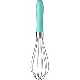 9.06in Kitchen Wire Whisk, 18/10 Stainless Steel Metal Balloon Wisk Heavy Duty Egg Beater whisker Hand Mixer for Cooking, Baking, Mixing, Stirring, Sauce, Flour, chocolate（Small, Turquoise）