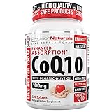 Coenzyme Q10 CoQ10 100mg Softgels/Capsules High Absorption Ubiquinone Supplement 120 Count Vitamin for Your Heart Health/Fertility With Organic Olive Oil