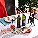 26 Pieces Christmas Santa Hat Covers, Include 6 Pieces Santa Hat Chair Covers Chair Back Covers and 20 Pieces Santa Hats Silverware Holders Wine Bottle Cover for Xmas Festive Party Table Decoration