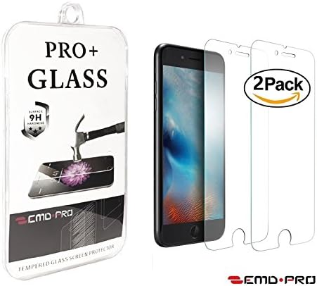 iPhone 8 7 6s 6 Screen Protector Premium Tempered Glass {2 Pack} (4.7" inch) Crystal Hardness 2.5D Anti Scratch Guard Bubble Free Anti Fingerprint Clear Model EMDPro 9H Pro+