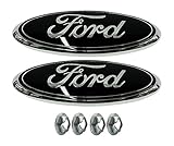 Muzzys (SET OF TWO) FORD 05-14 F150 BLACK AND CHROME Front Grille AND Tailgate Emblem Set WITH NUTS, Oval 9