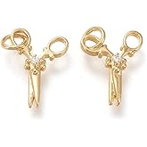 KitBeads 10Pcs Gold Plated Scissors Charms Brass Micro Pave Sewing Mini Tool Cubic Zirconia Charm for Jewelry Making Bracelets Necklaces Earrings Crafts