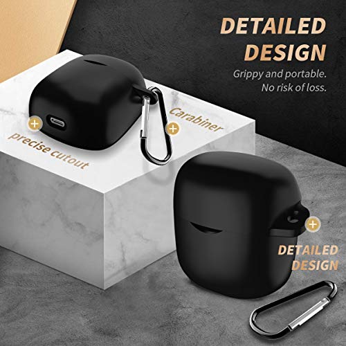 Case for JBL Tune 225/220TWS, WQNIDE Silicone Case Cover Skin, [with Carabiner] Scratch Proof 