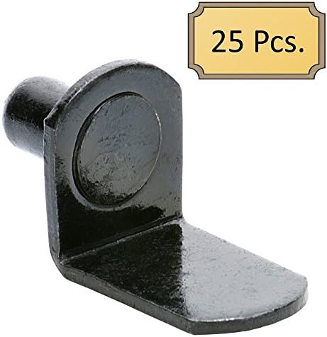 1/4" Bracket Style Cabinet Shelf Support Pegs - Black - 25 Pack