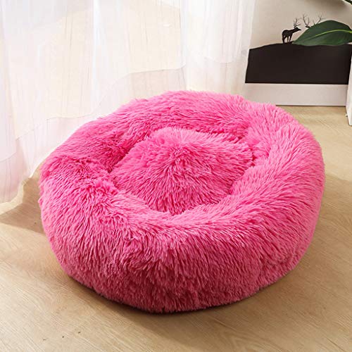 Bravetoshop Calming Shag Vegan Fur Donut Cuddler Winter Warm Dog Bed Ultra Soft Pet Donut Cuddler Round Dog and Cat Sleeping Nest Mats