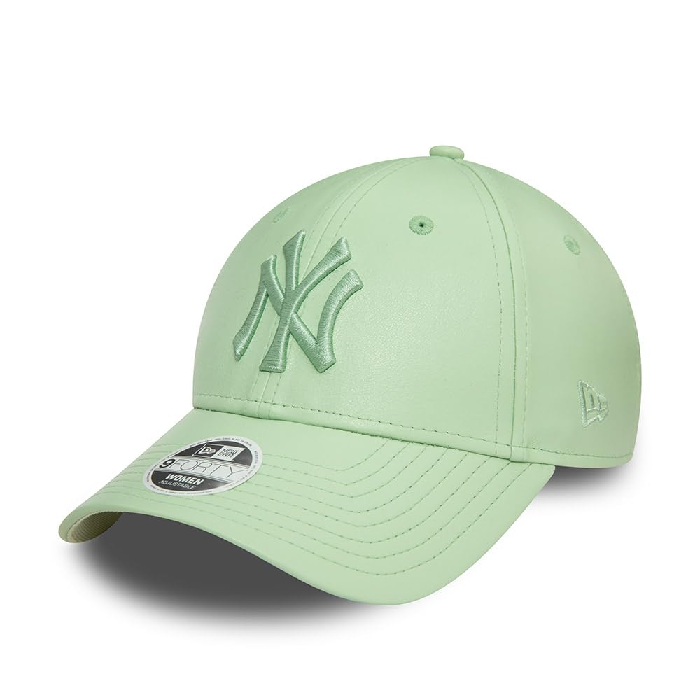 New Era 9Forty WMNS Mint PU Yankees CapEra Women - MLB Cap Baseball Women´s Metal Buckle, with Peak Autumn Summer Spring Winter All-Season - One Size Mint Green