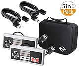 5 in 1 NES Carrying Case for Nintendo NES Classic-Includes 2X Control Pads,2x3M/10Ft Controllers Extension Cable and 1x Travel Bag for Classic NES Mini Controller 2016(Console Not Included)