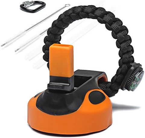 MORLA Straw Lid/Cap for Hydro Flask Wide Mouth Sports Water Bottle with Paracord Handle.(Orange/Black)