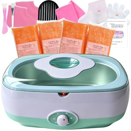 JOJOCOSMO Baño de parafina para manos y pies – 5000 ml dispositivo de baño de parafina con 1800 g de cera de parafina orgánica para manos y pies, incluye accesorios, baño de parafina profesional para