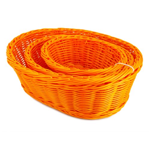 Colorbasket Hand Woven Waterproof Oval Food Basket, Bright Orange