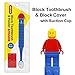 Kids Children Antibacterial Toothbrush Brick Design Toothbrush Brick Holder Case Cover (BlockBrush-RedHolder)