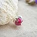 Red Rose Real Flower Glass Ball Pendant 925 Sterling Silver Chain Necklace