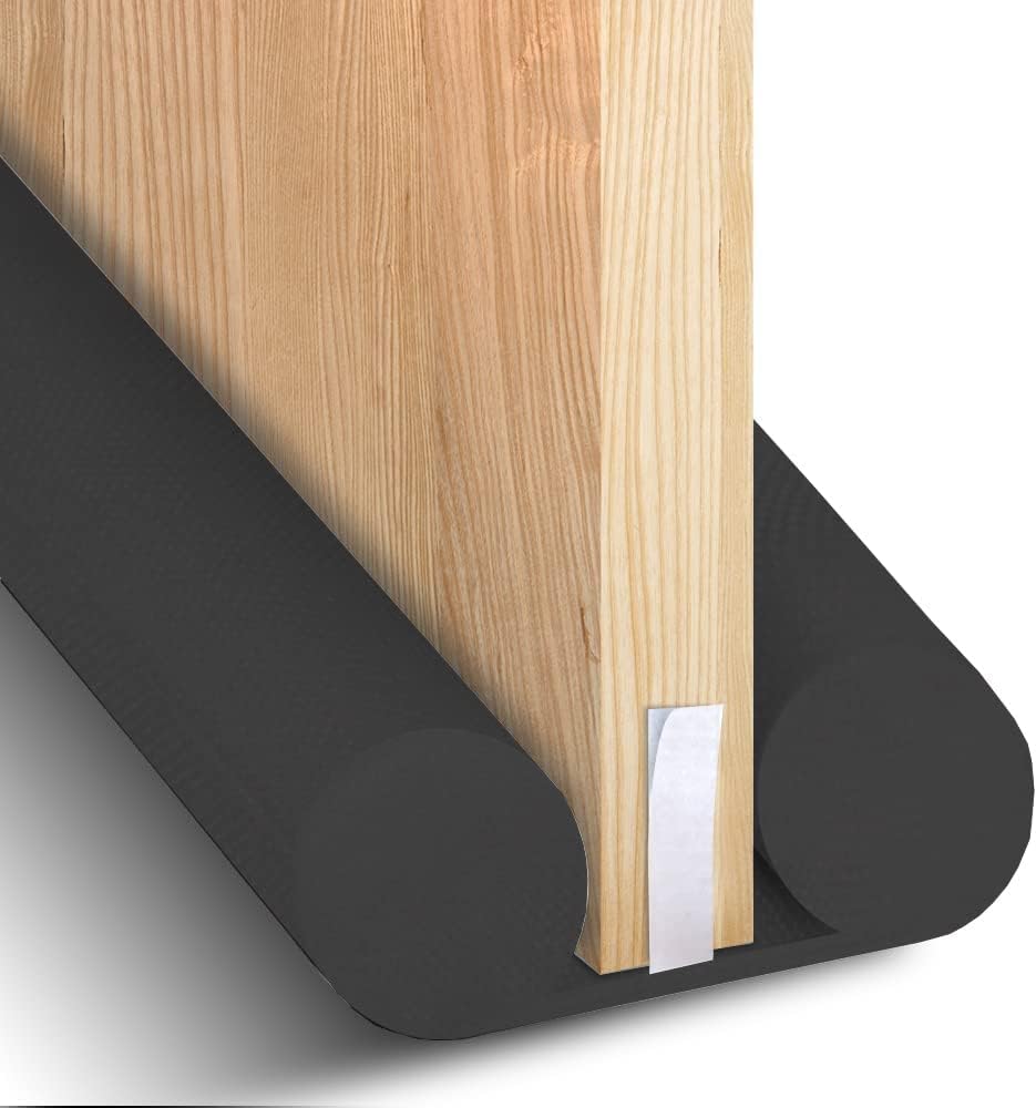 Draft Stoppers - Shalmid Home Under Door Draft Stopper, 24 to 38 Inch Adjustable Draft Stoppers, Blocks Dust Wind Light Noise (Black)
