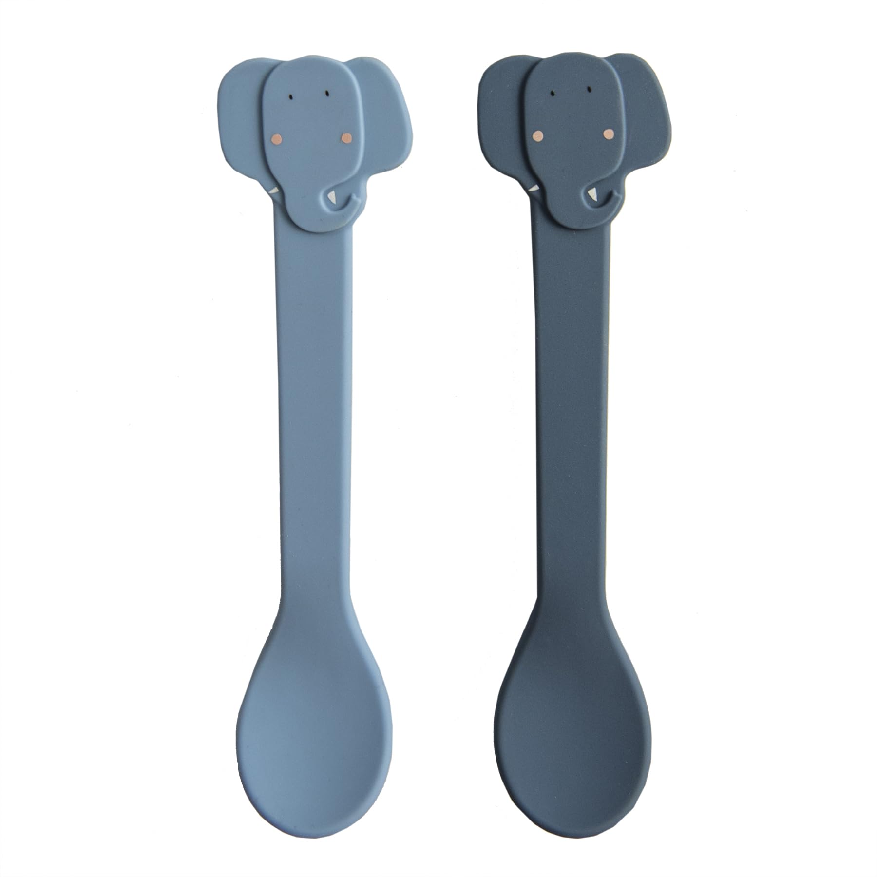 Trixie Silicone Spoon 2-Pack - Mrs. Elephant | Baby Feeding Spoon Set | BPA-Free, Soft Silicone Spoons for Toddlers | Dishwasher Safe