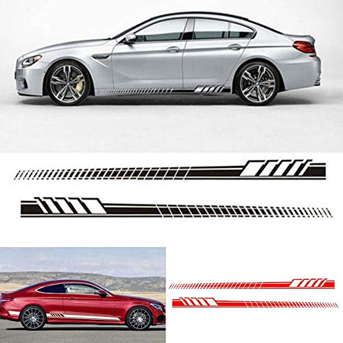 i-VIVIAN Universal Sports Racing Stripe Graphic Stickers and Decals for Truck Auto Car Body Side Door (Red-2)