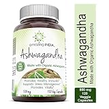 Amazing India Ashwagandha 500 Mg 120 Veg Capsules * Promotes healthy Immunity Supports Stress Management and Promotes Vitality *