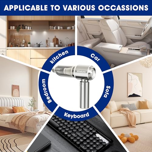 Wirelume Handheld Vacuum Cleaner Powerful Mini Car Vacuum Cleaners Hand Held Vacuum Cordless 22000Pa Strong Cyclonic Suction Blowing Portable Rechargable Lightweight for Pet Hair Vehicle Home Office