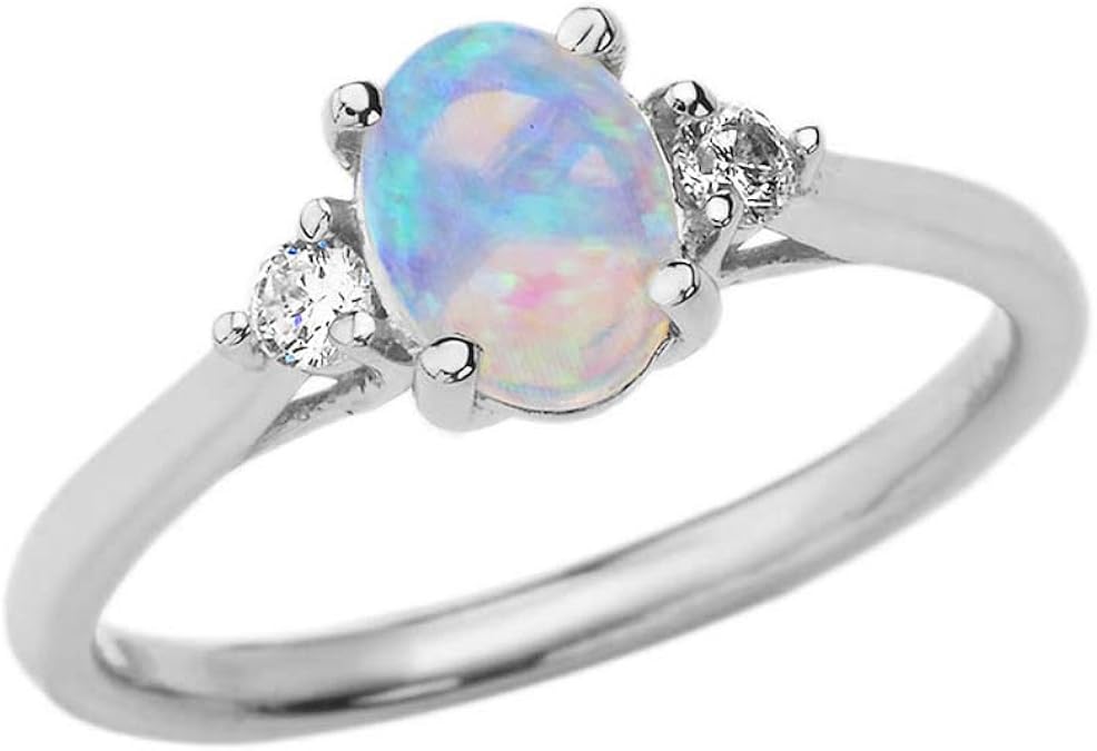 October Birthstone and White Topaz Promise Ring in White 9 ct Gold