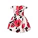 Kidscool Little Girls Sleeveless Flower Print Necklace Pleated Princess Dress, Beige, 3T