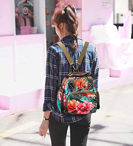 Womens Nylon Crossbody Bag Fashion Flower Printing Shoulder Purse Leisure Travel Bag Handbags Multi Purpose Mummy Backpack