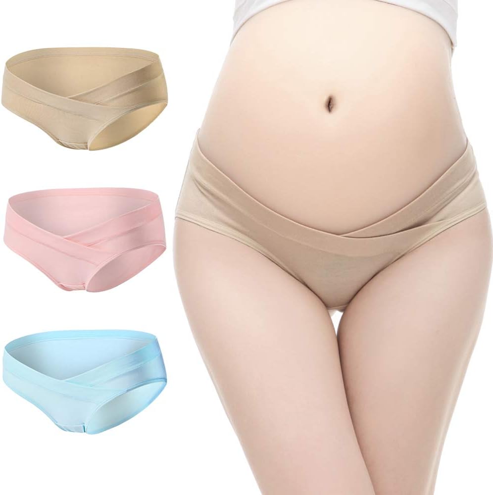 PIDAY Women's Under The Bump Cotton Maternity Hipsters Panties Multi Pack