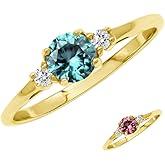 Silvershake Petite Design Round Shape Gemstone Birthstone White Gold Plated or Yellow Gold Plated 925 Sterling Silver Solitaire Promise or Engagement Ring Jewelry for Women