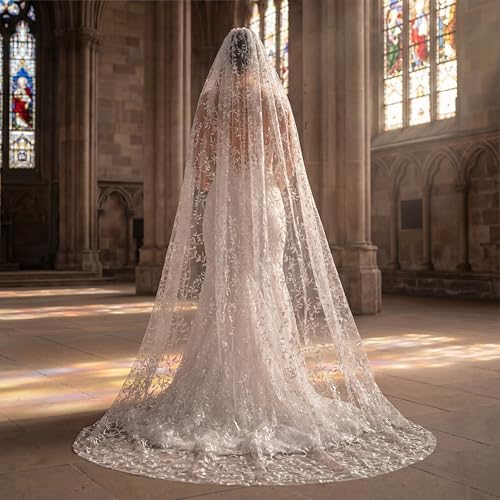 ENBRIDE Bridal Veil Wedding Veil of Alencon Lace Edge  display picture 1