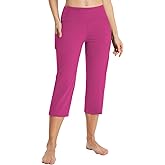 baleaf Womens Yoga Capri Pants High Waist Capri Leggings with Pockets Wide Leg Crop Exercise Workout Summer Pants