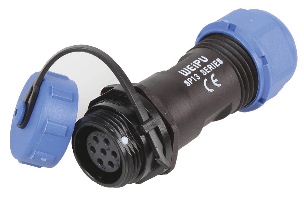 PRO ELEC 7-Pole Circular Threaded Inline Connector Socket, 5-8mm Cable, IP68, Nylon Body – PELR0140